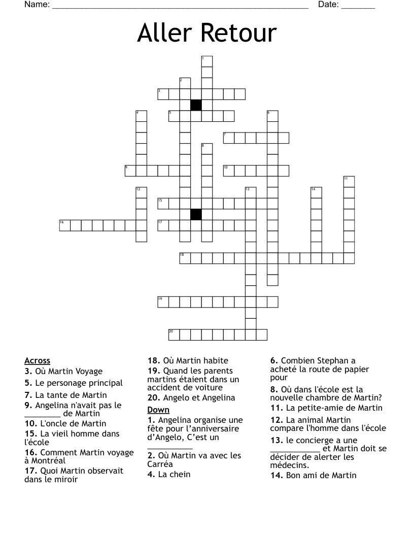 Aller Retour Crossword