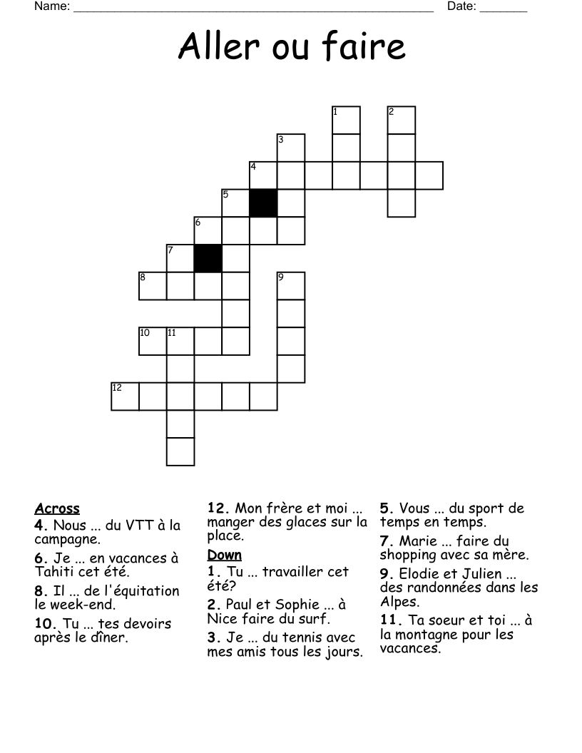 Aller ou faire Crossword