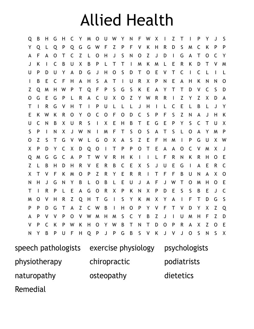 Allied Health Word Search