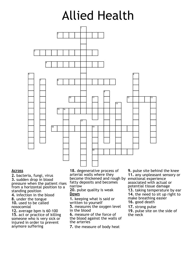 Allied Health Crossword