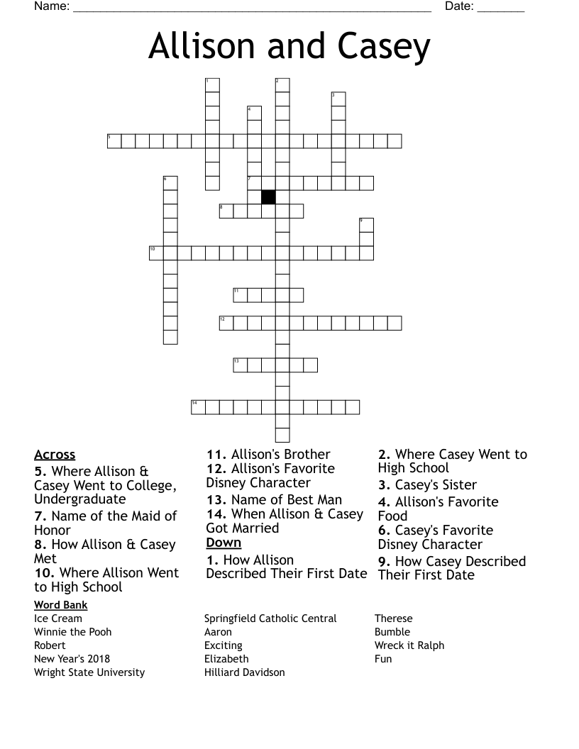Allison and Casey Crossword