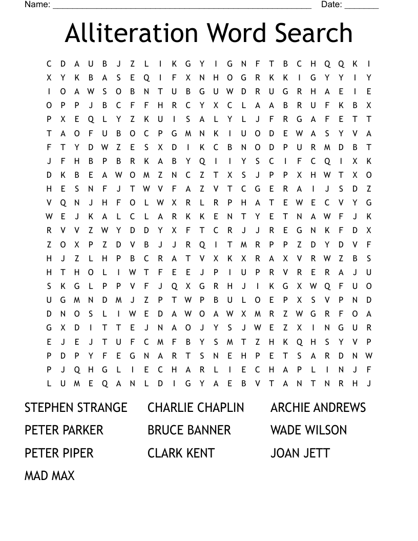 Alliteration Word Search