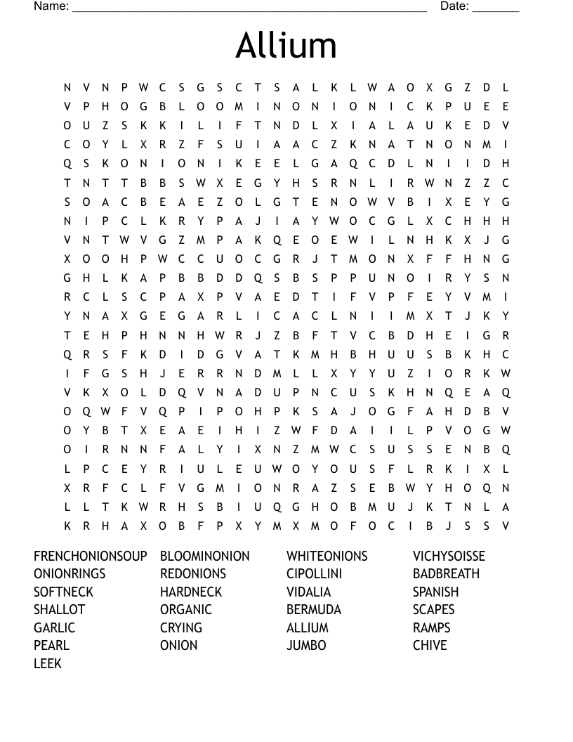 Allium Word Search