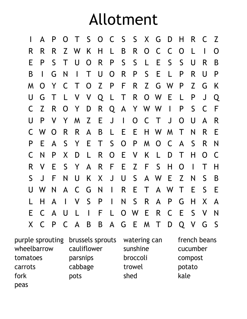 Allotment Word Search