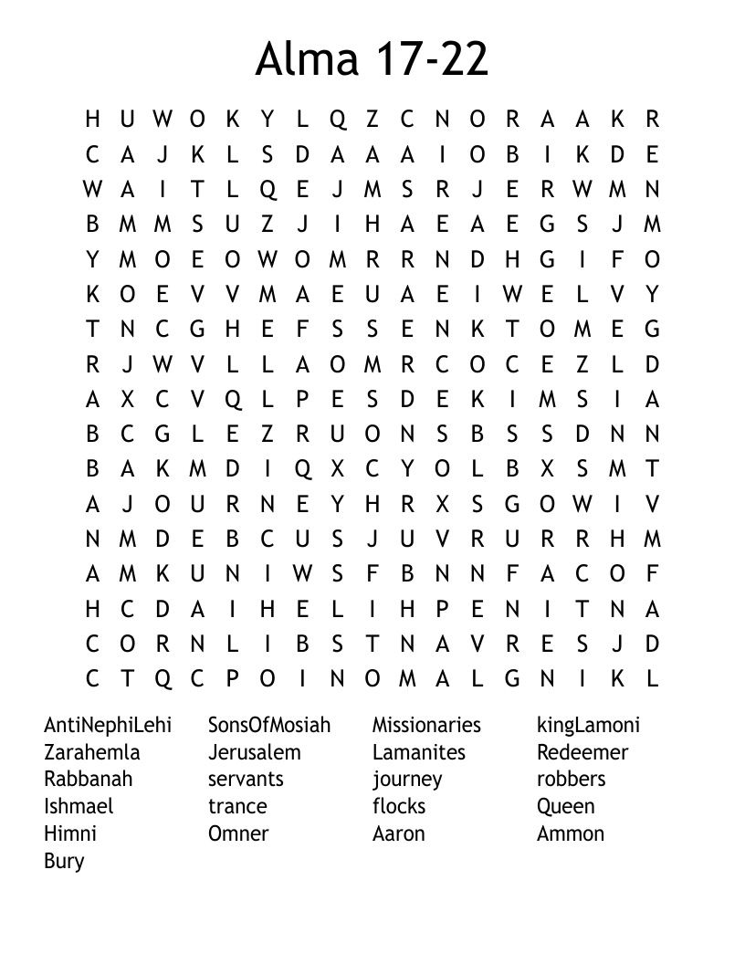 Alma 17-22 Word Search