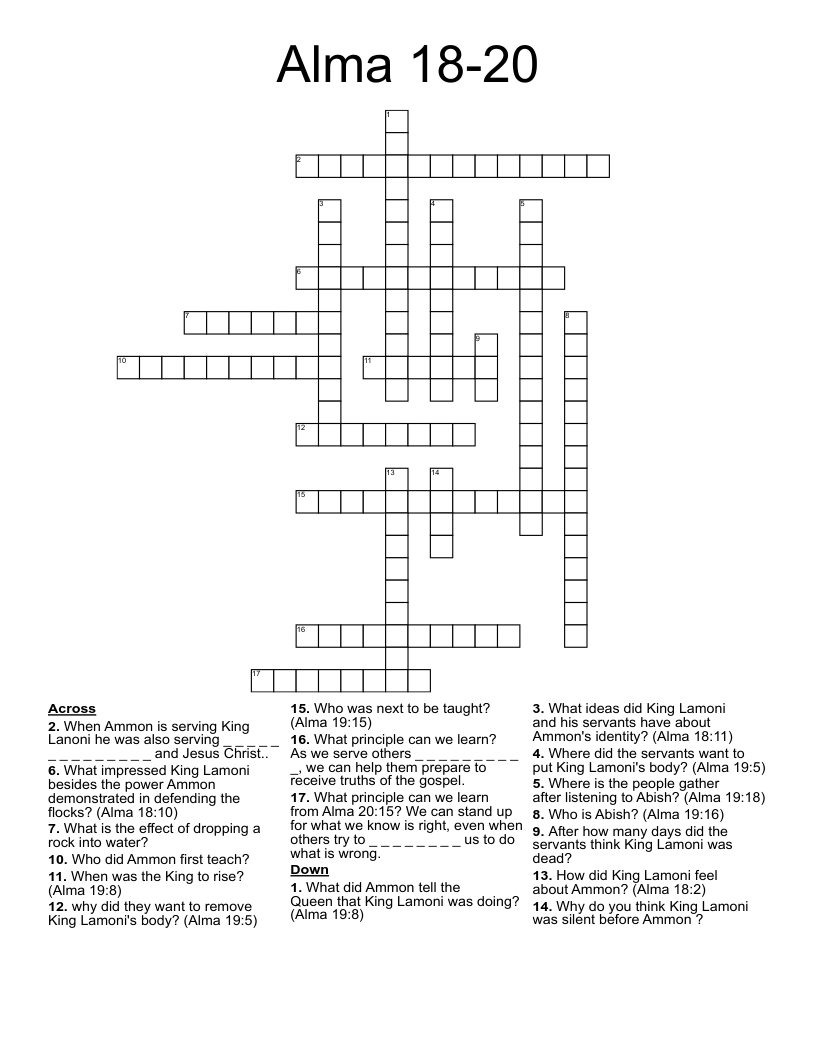 Alma 18-20 Crossword