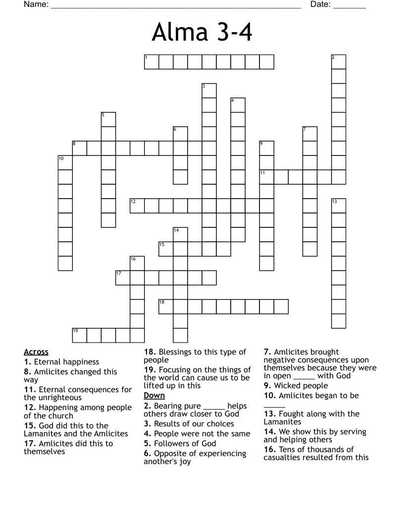 Alma 3-4 Crossword