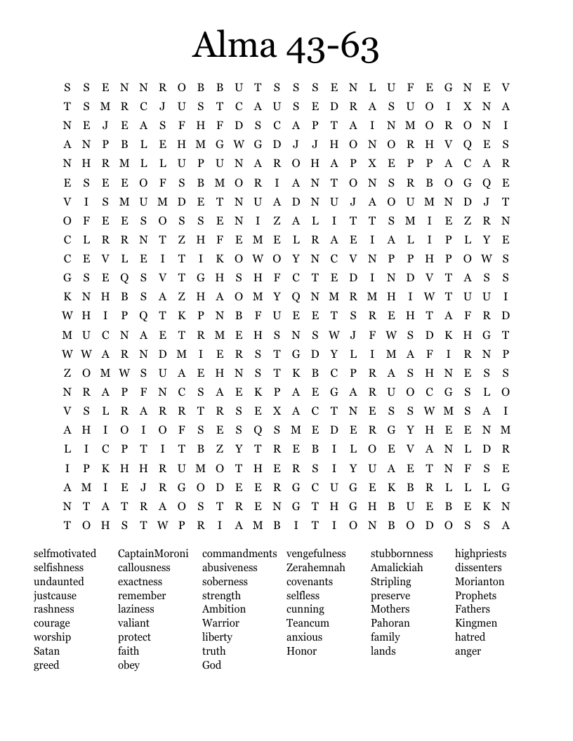 Alma 43-63  Word Search