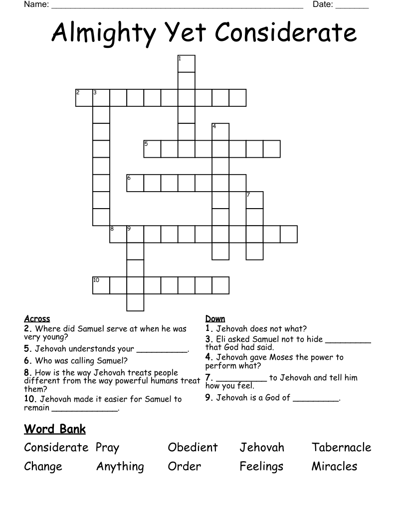 Almighty Yet Considerate Crossword