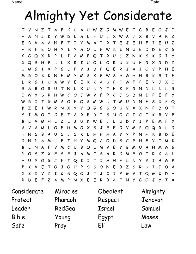 Almighty Yet Considerate Word Search