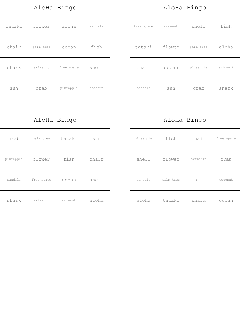 AloHa Bingo