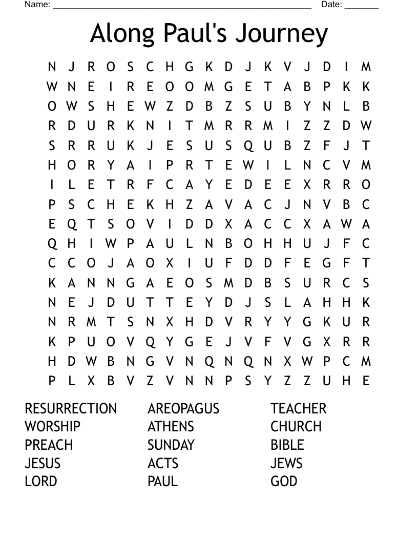 Along Paul's Journey Word Search