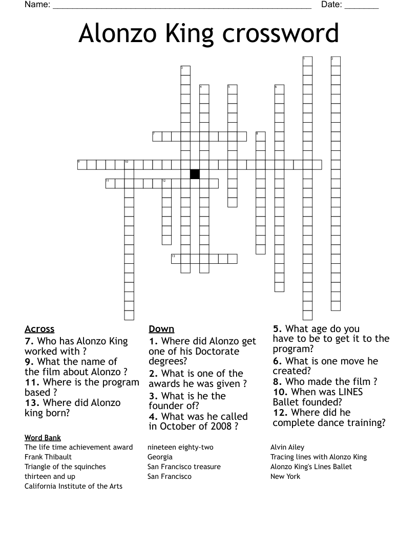 Alonzo King crossword