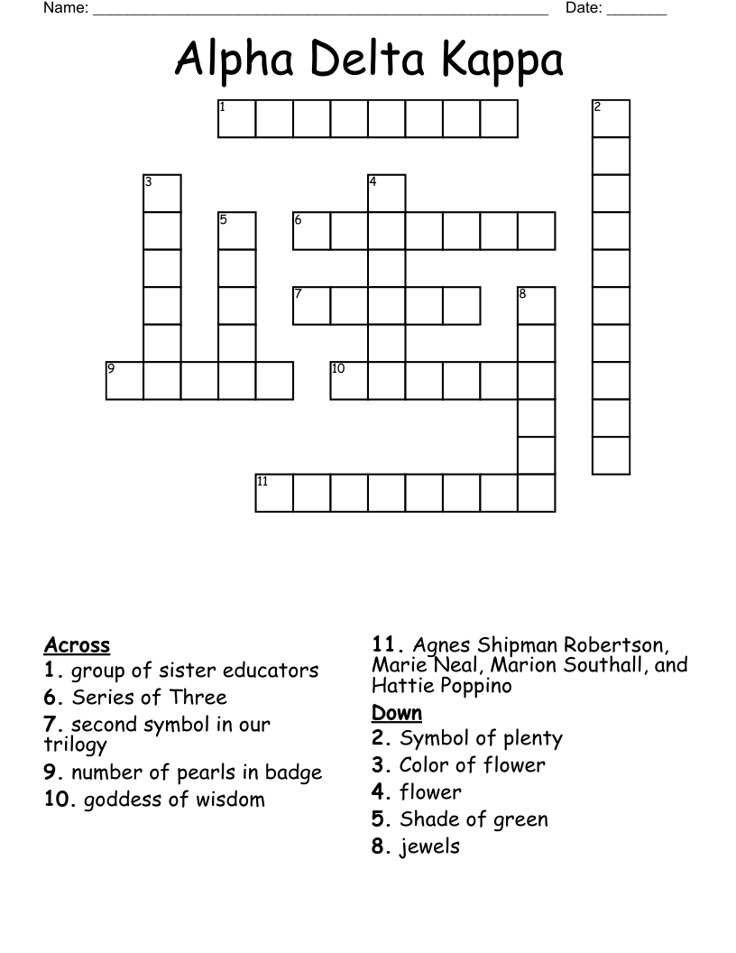 Alpha Delta Kappa Crossword
