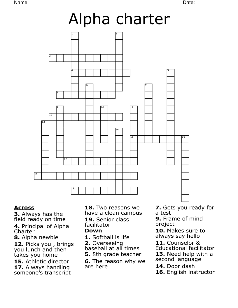 Alpha charter Crossword