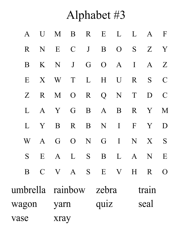Alphabet #3 Word Search