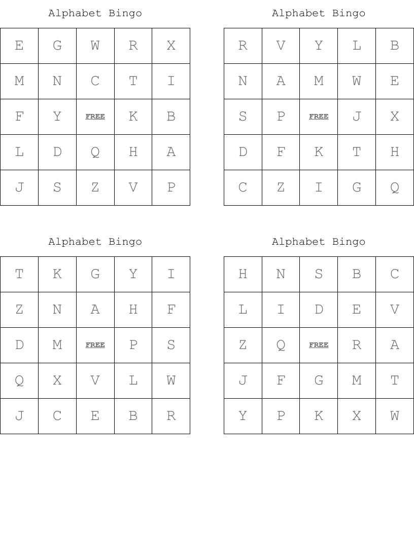 Alphabet Bingo