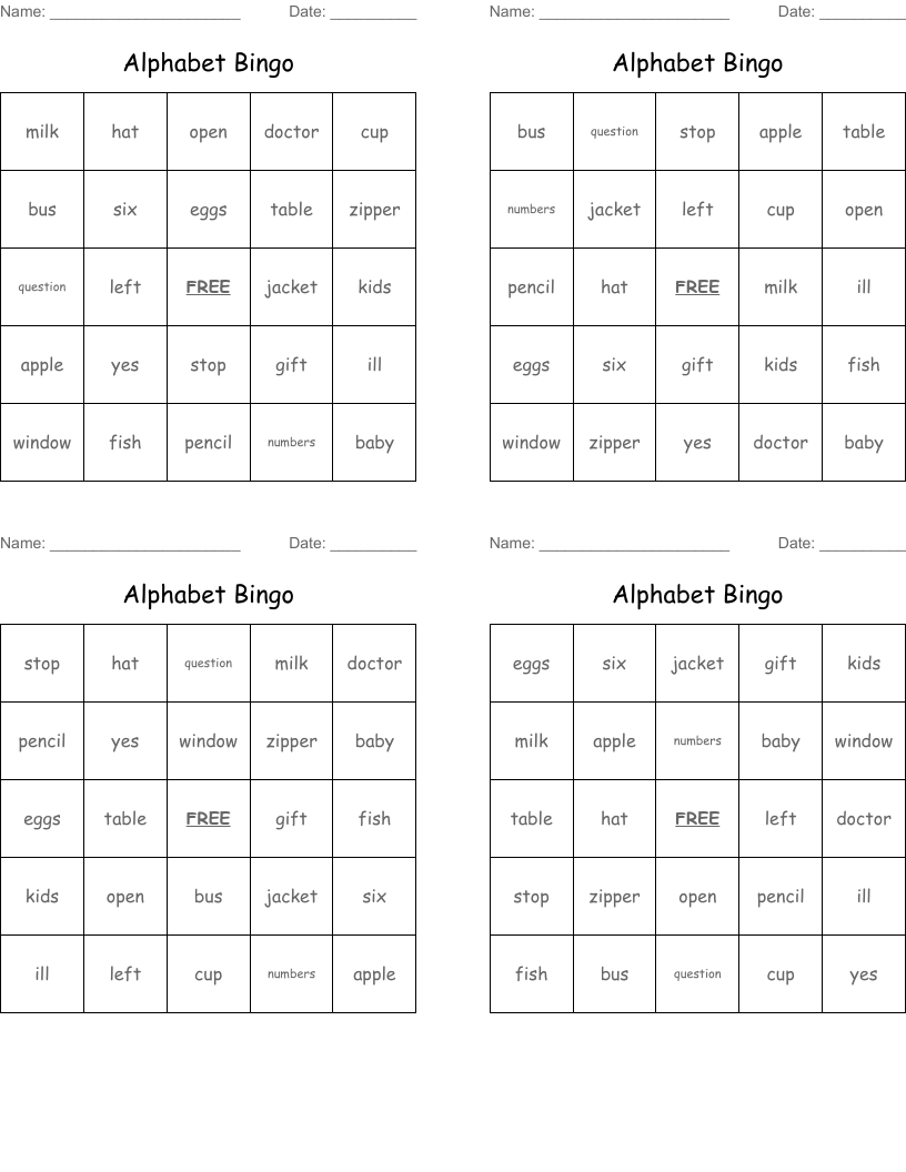 Alphabet Bingo
