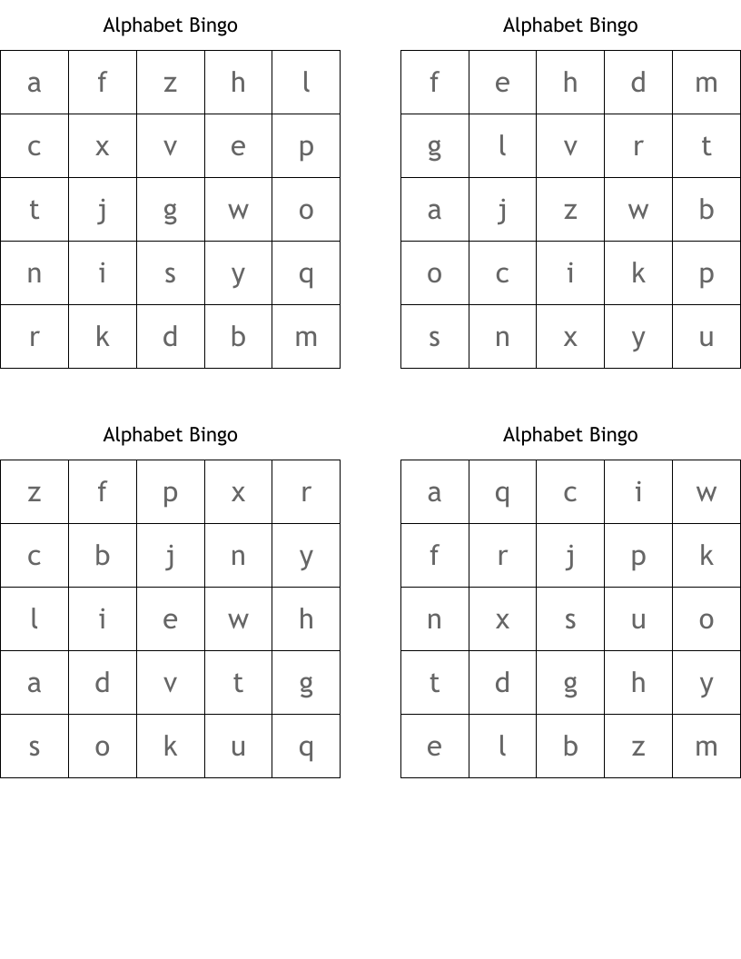 Alphabet Bingo