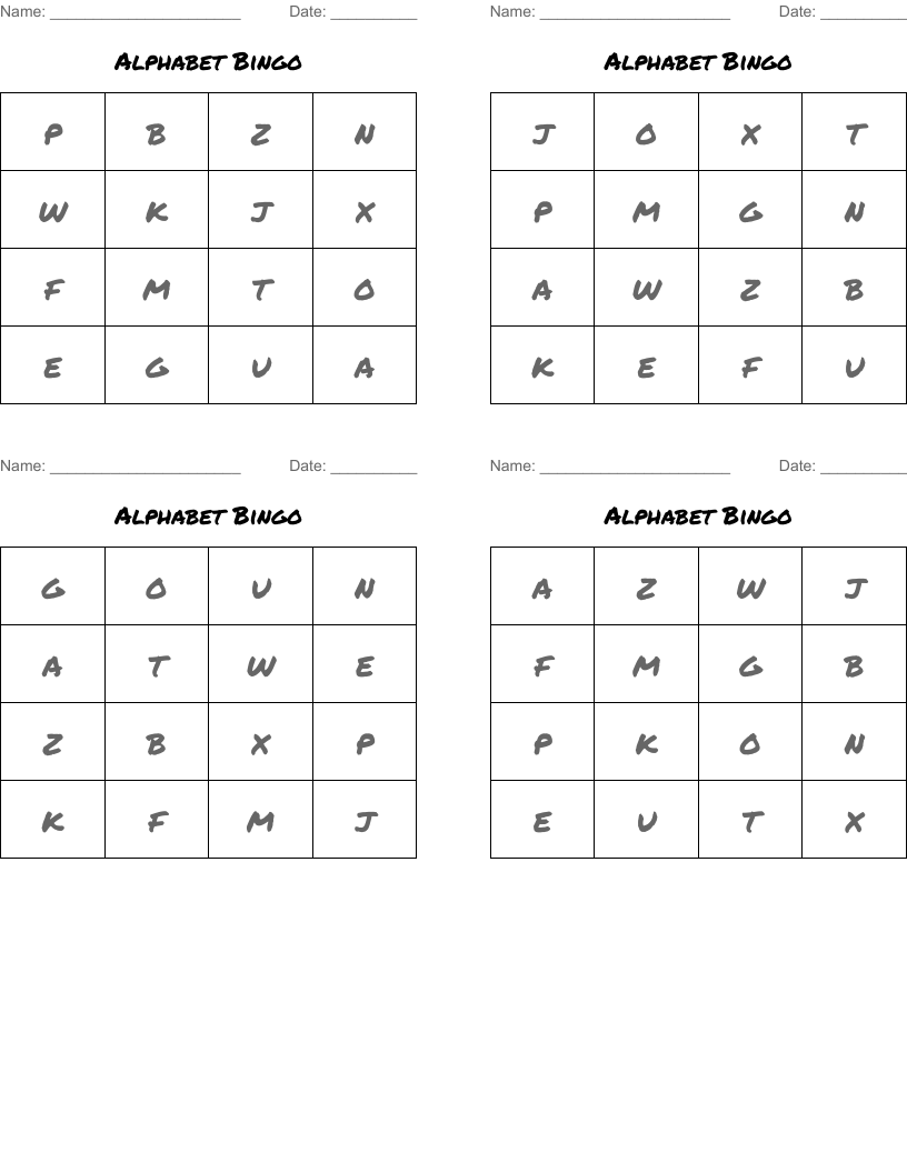 Alphabet Bingo
