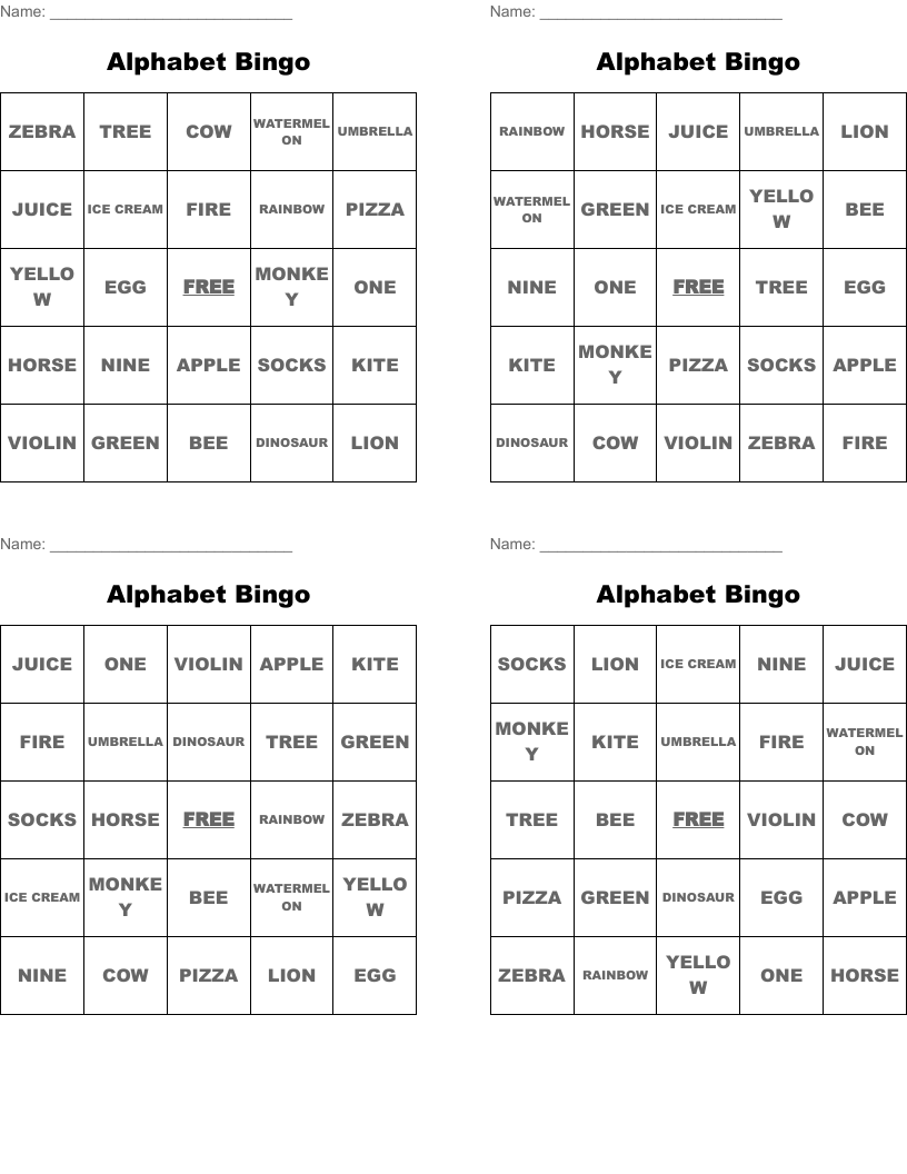 Alphabet Bingo
