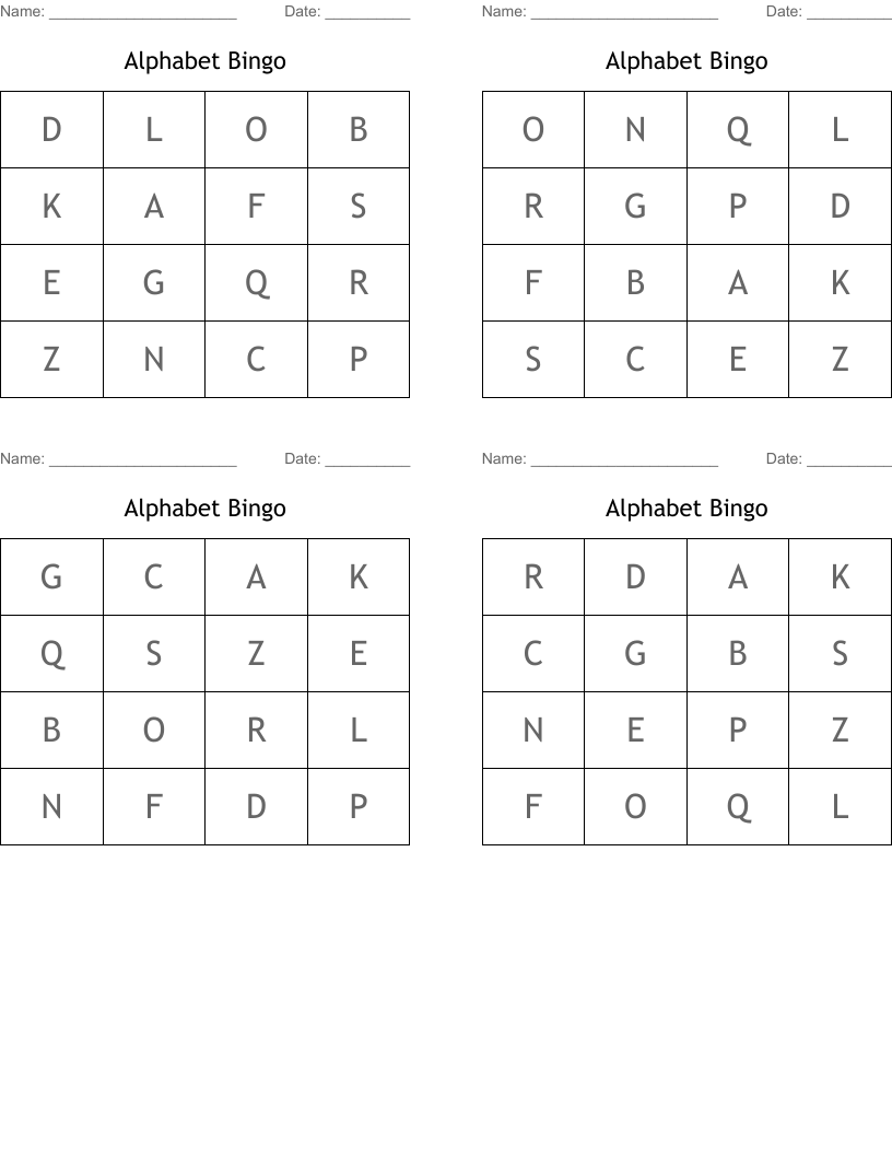 Alphabet Bingo