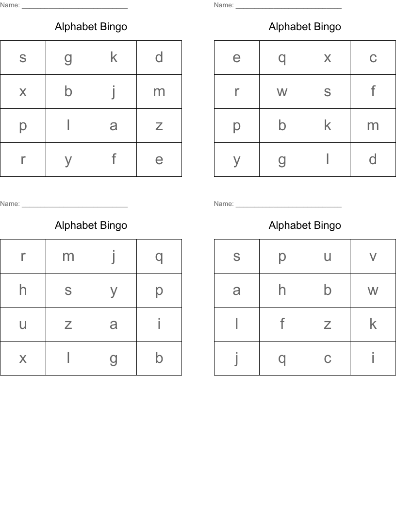 Alphabet Bingo