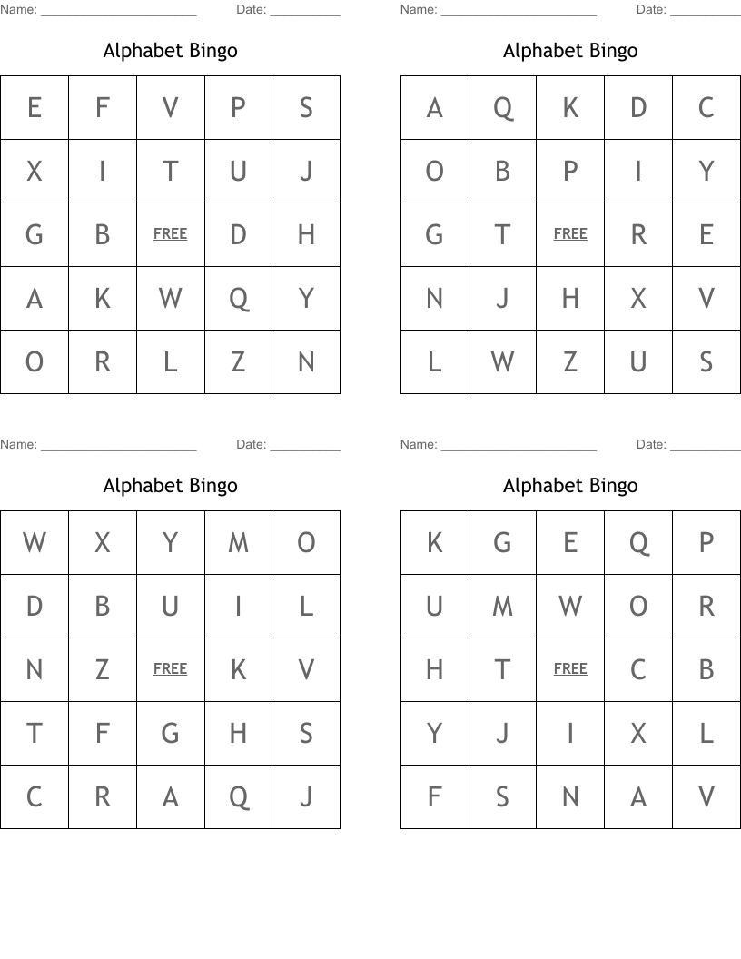 Alphabet Bingo