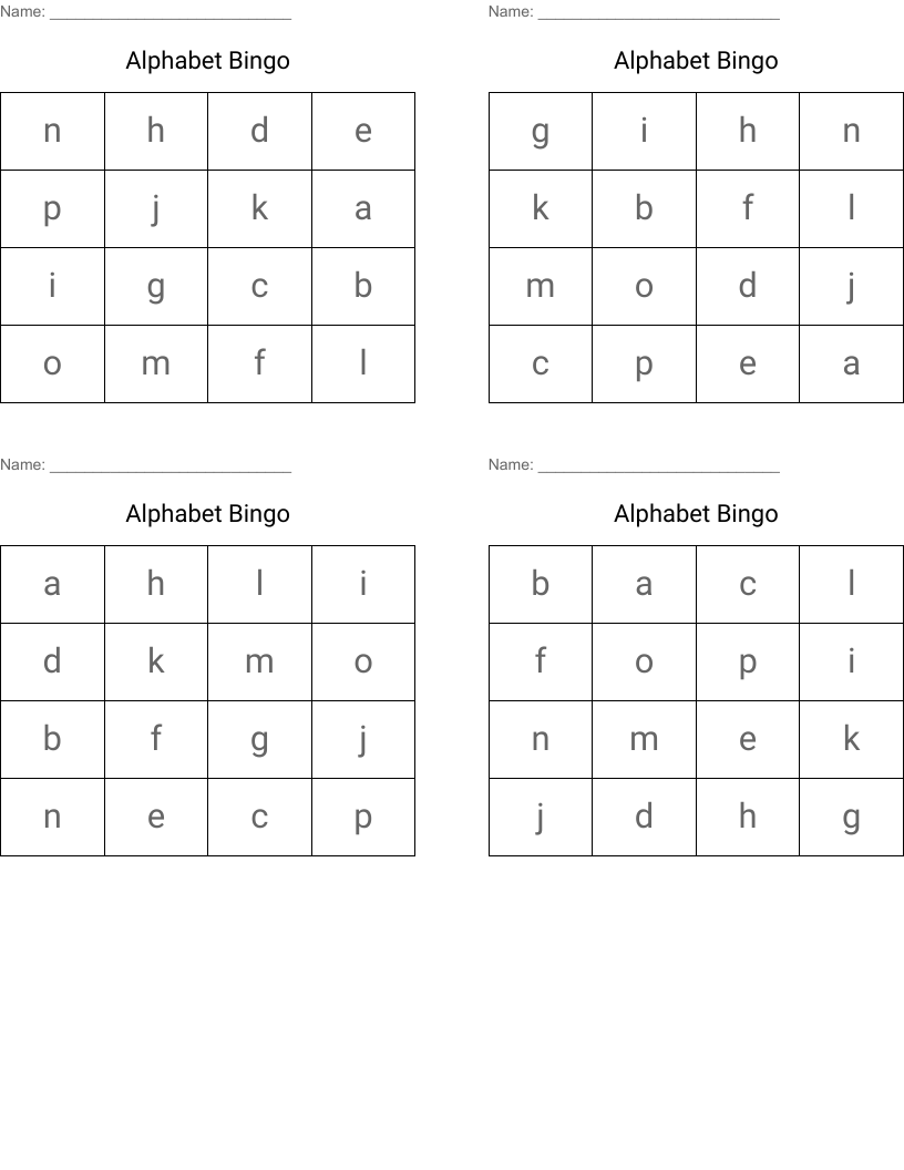 Alphabet Bingo