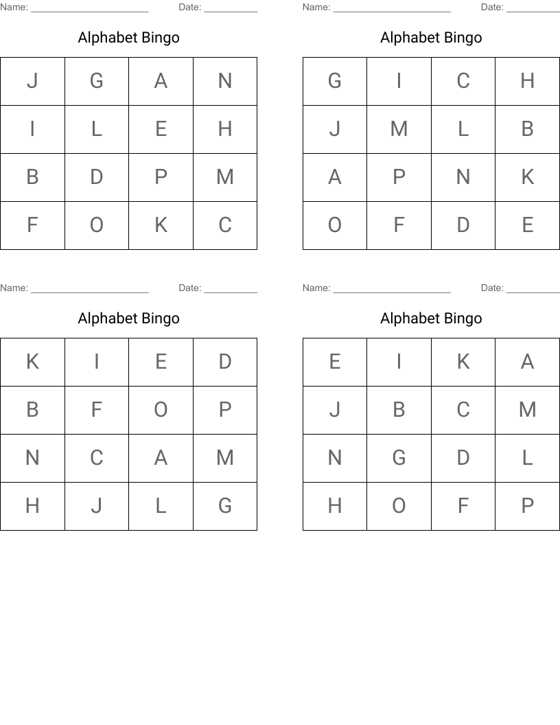 Alphabet Bingo