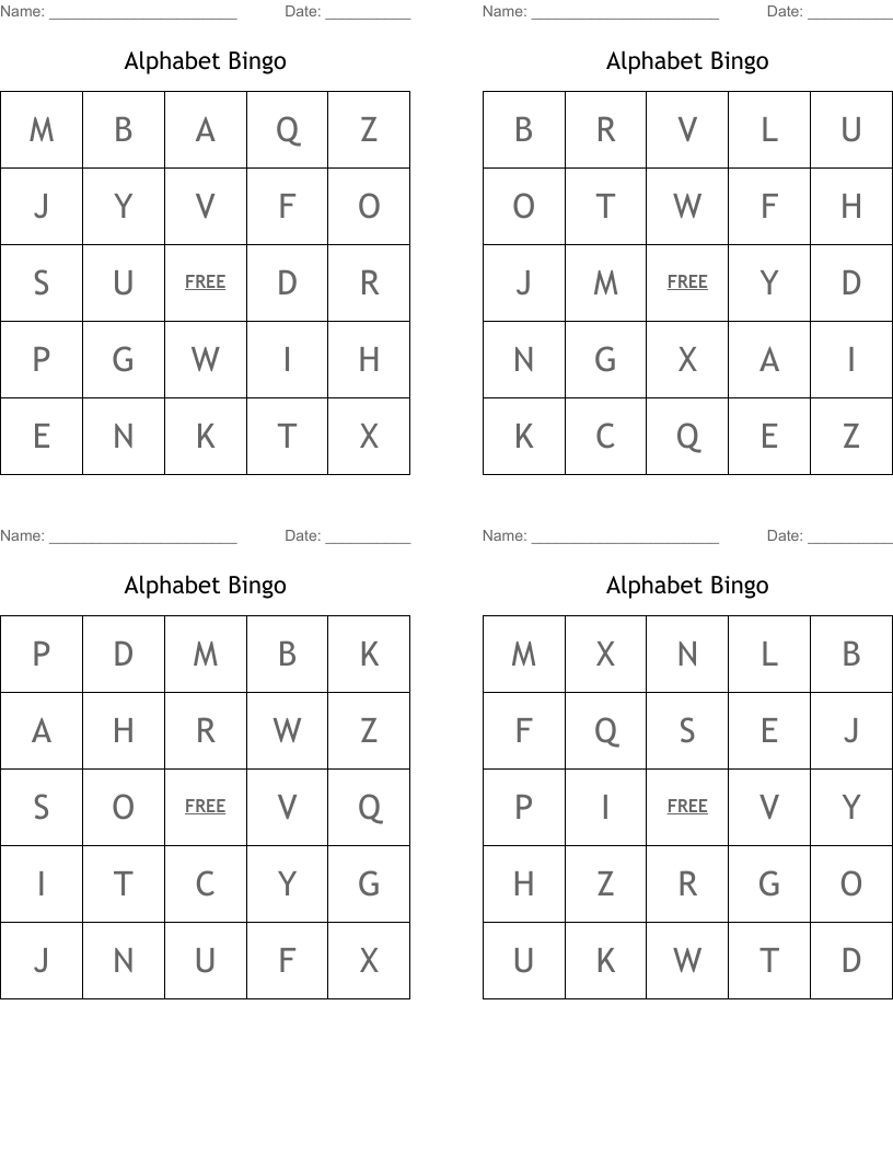 Alphabet Bingo