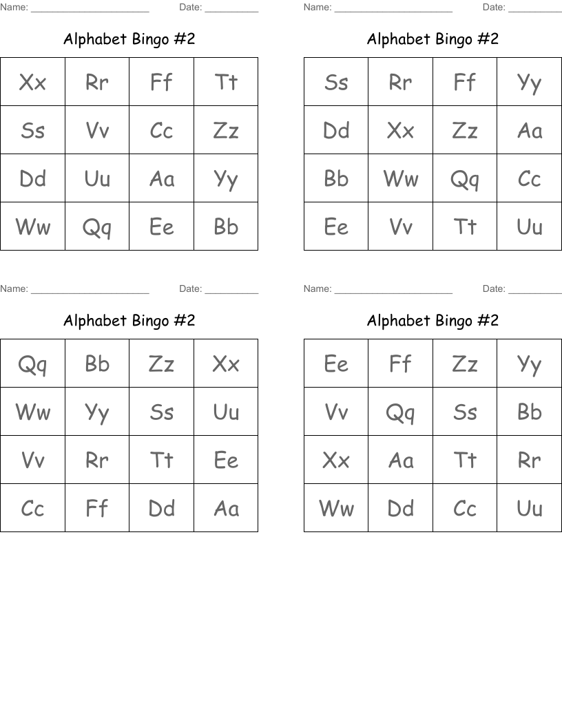 Alphabet Bingo #2
