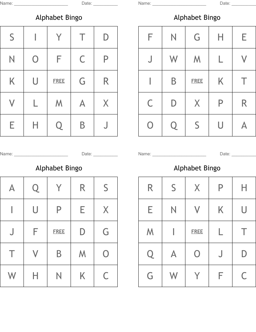 Alphabet Bingo