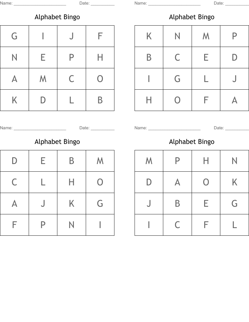 Alphabet Bingo