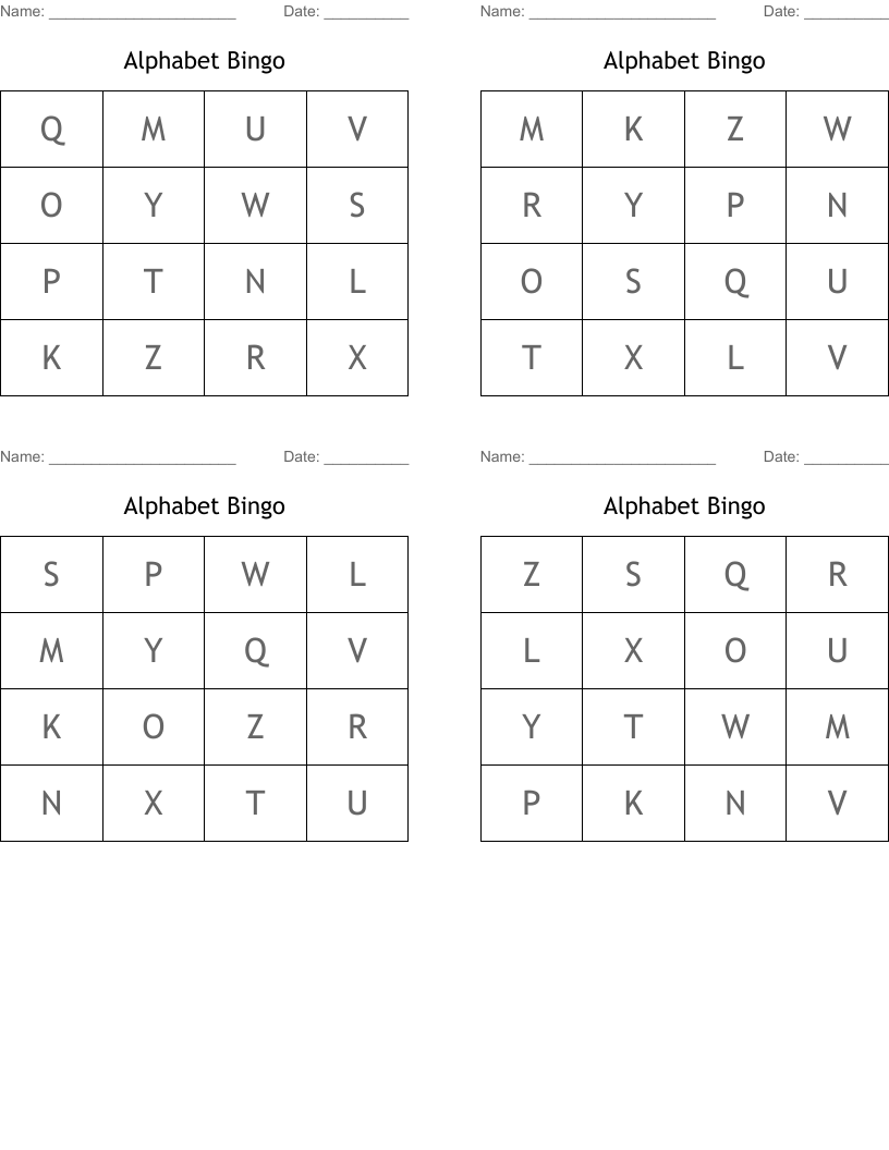 Alphabet Bingo