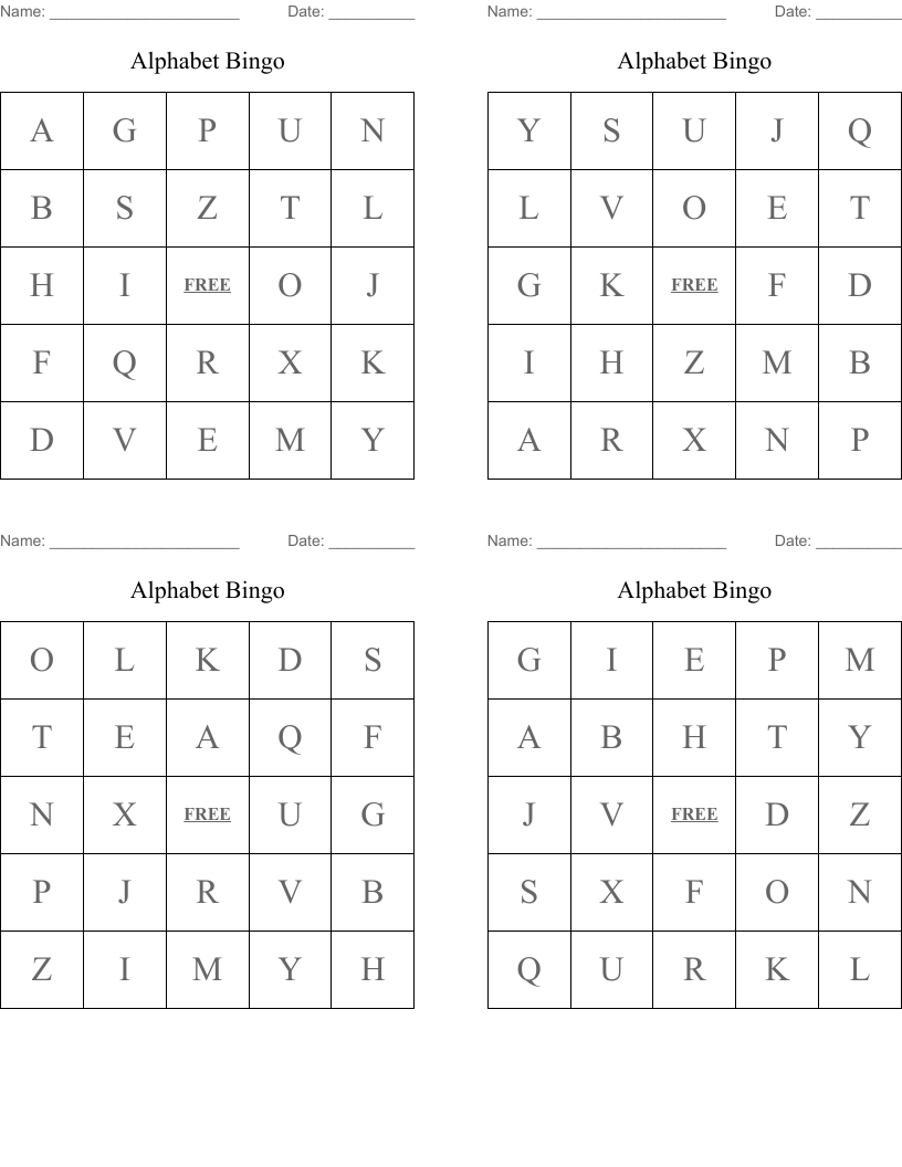 Alphabet Bingo