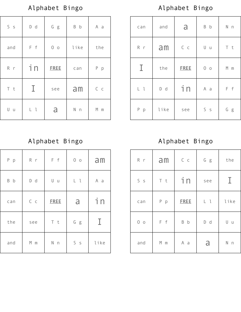 Alphabet Bingo