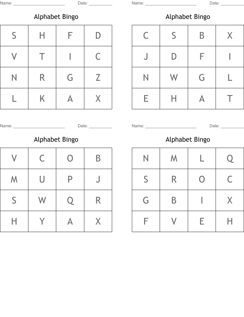 Alphabet Bingo