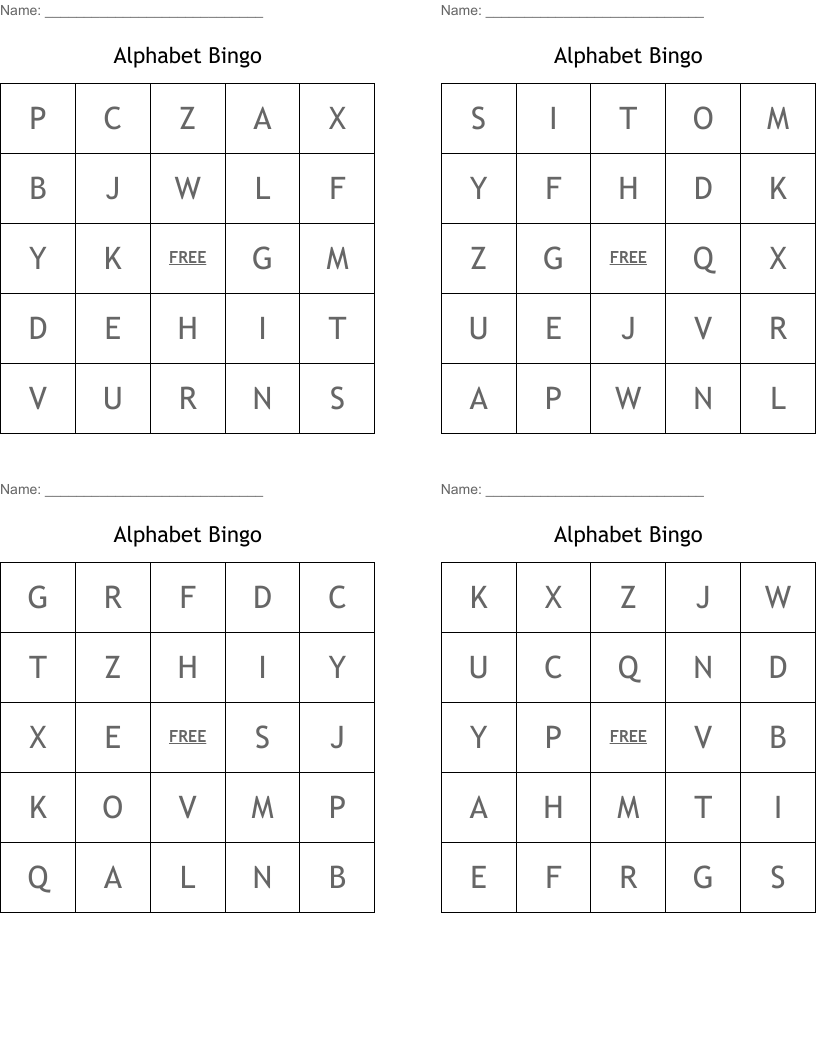 Alphabet Bingo