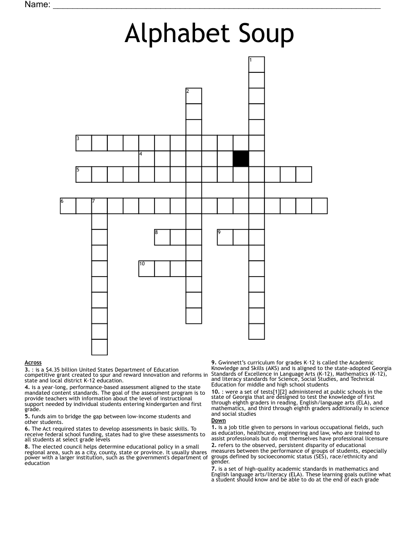 Alphabet Soup Crossword