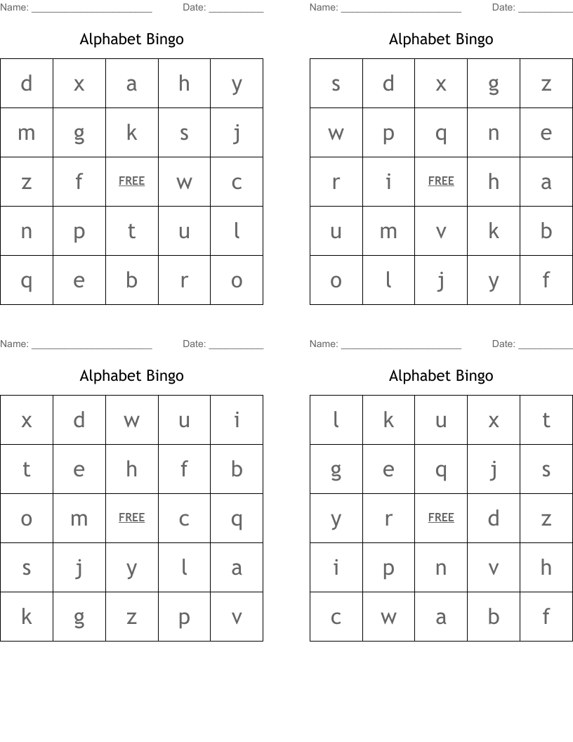 Alphabet  Bingo