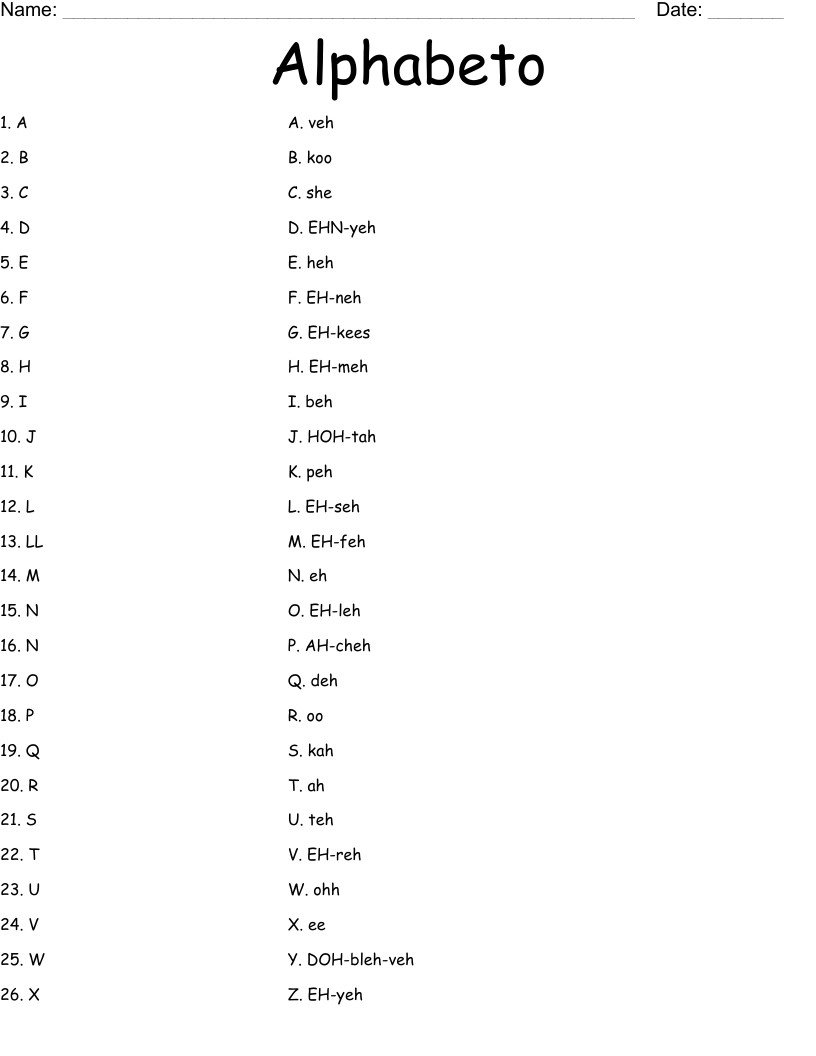 Alphabeto Worksheet