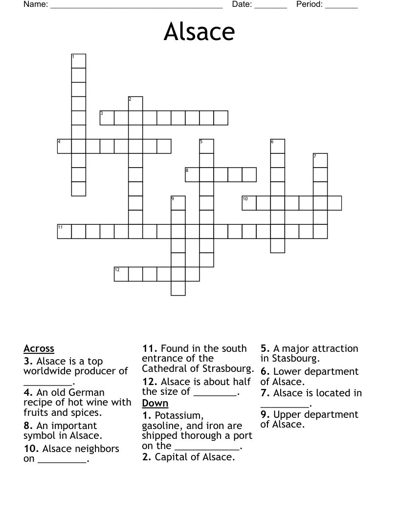 Alsace Crossword