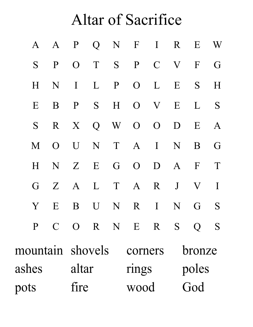 Altar of Sacrifice Word Search