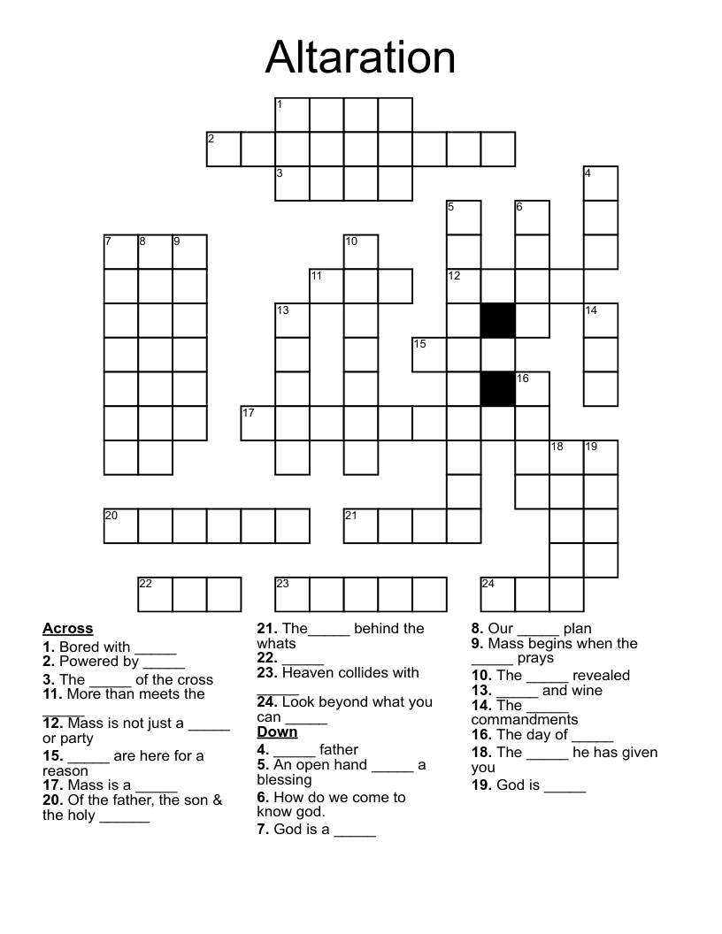 Altaration Crossword