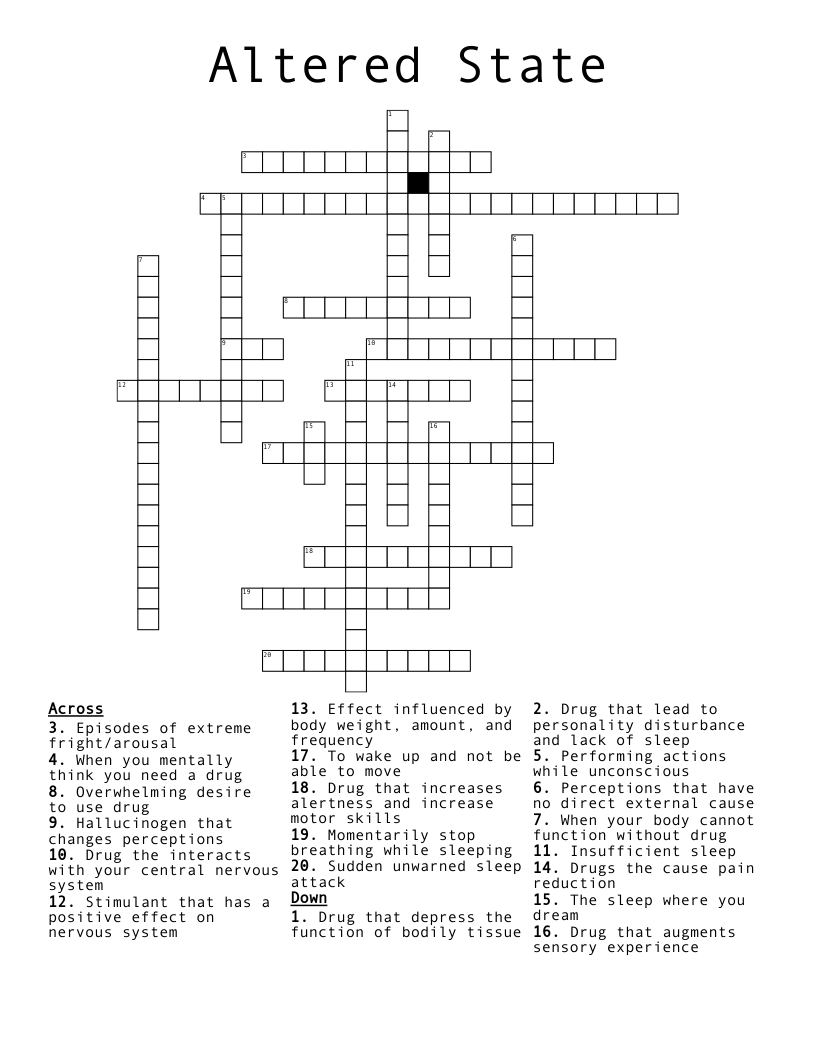 Altered State Crossword