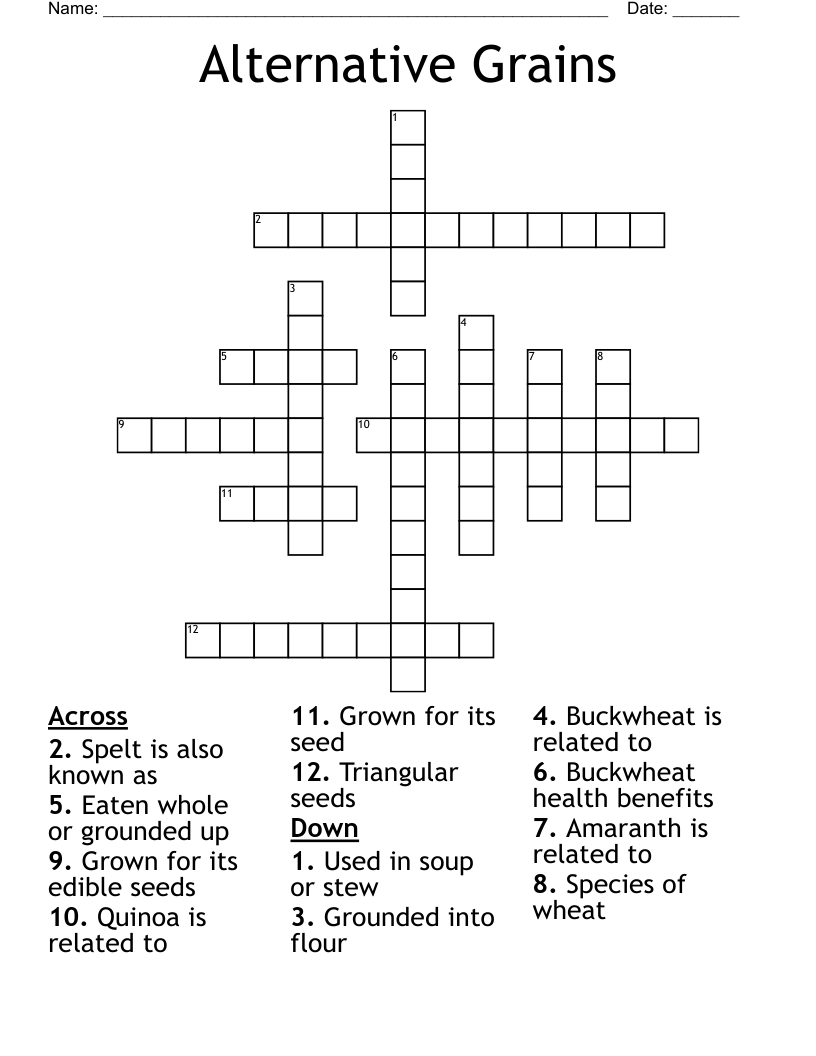 Alternative Grains Crossword