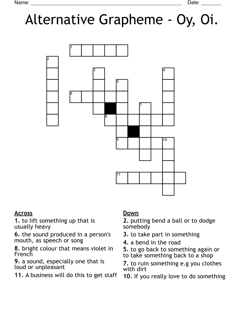Alternative Grapheme - Oy, Oi. Crossword