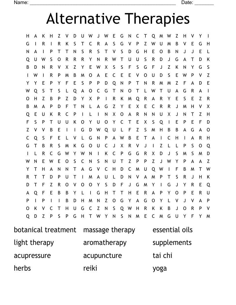 Alternative Therapies Word Search