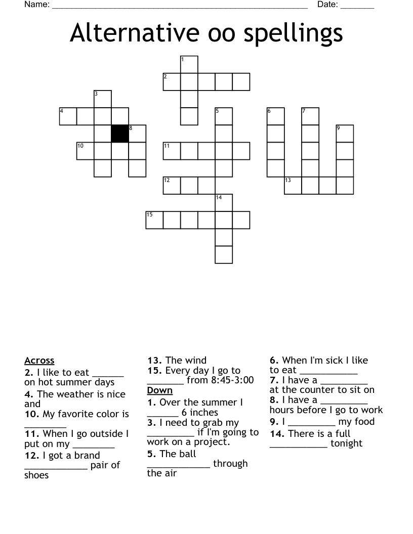 Alternative oo spellings Crossword